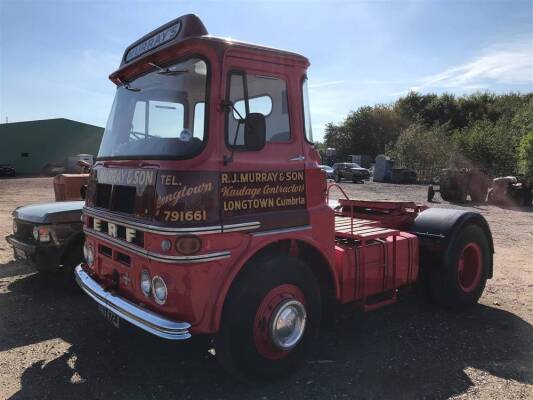 1971 ERF A Series 4x2 Tractor Unit Reg. No. AAO 472J Chassis No. 20799 Powered by an in line 6cylinder Cummins 120 unit and fitted with a 5th wheel, this smart red painted tractor unit is liveried for R J Murray & Son Haulage Contractors of Cumbria. State