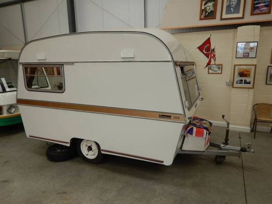 1973 Thomson T-Line Glen single axle caravan with toilet, sink, 4seat dining table and bed. Forming part of the Jack Richards Collection.