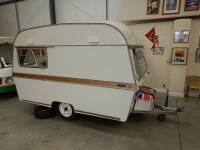 1973 Thomson T-Line Glen single axle caravan with toilet, sink, 4seat dining table and bed. Forming part of the Jack Richards Collection.