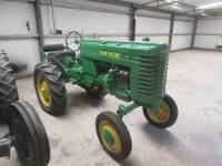 JOHN DEERE Model M standard petrol/paraffin TRACTOR Serial NO. 16967 Fitted with drawbar and front lights and on 11.2-24 rear wheels and tyres