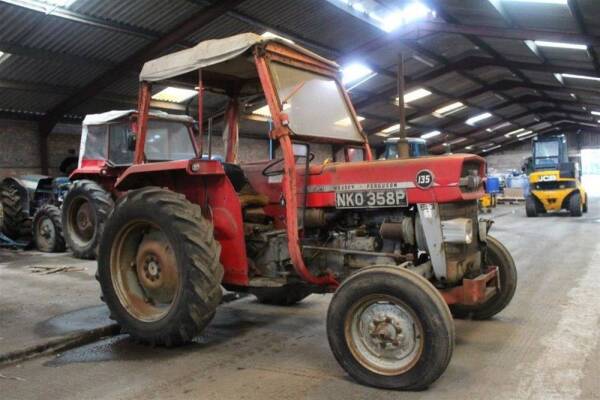 1976 MASSEY FERGUSON 135 3cylinder diesel TRACTOR Reg. No. NKO 358P Serial No. 463468 Fitted with a Flexi-cab frame and front weight holder. Reported to be in good original condition showing 3,609 hours