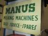 'Manus Milking Machines Sales, Service and Spares' enamel sign