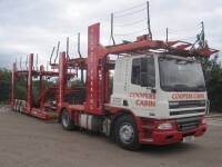 2004 DAF CF85.380 car transporterReg. No. P10 MCDVIN: XLTRE85XCOE63993A 3 car twin deck unit towing a 6 car twin deck unit all built by Transporter Engineering Ltd of Halstead, Essex. 962,096 kms are recorded in the tidy sleeper cab. The whole plot is sta