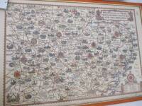 Pratts high test plan map of the Eastern Counties and the Midlands, double sided and framed, 30ins x 20ins