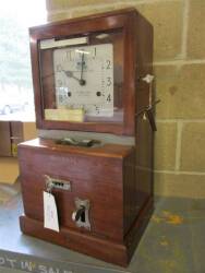 National Time Recorder clocking in clock with Cadburys factory information inside, c/w key, stated to be in working order