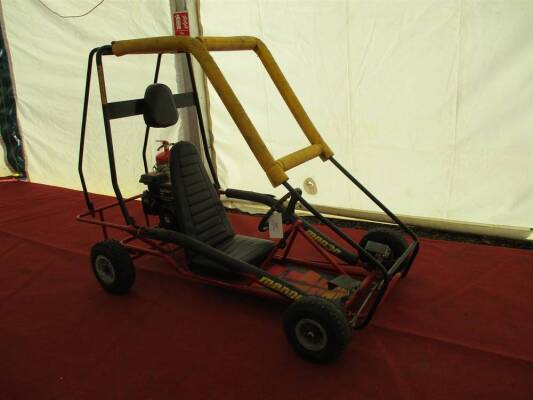 Childs go kart fitted with petrol engine and roll cage