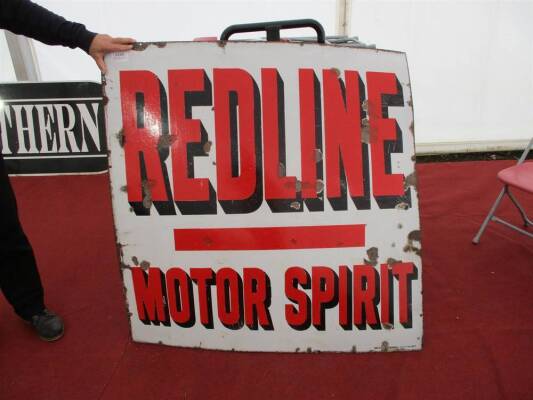 'Redline Motor Spirit', an original enamel sign, 48ins x 48ins