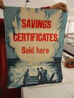 WWII HMSO Savings Certificates poster with naval illustration