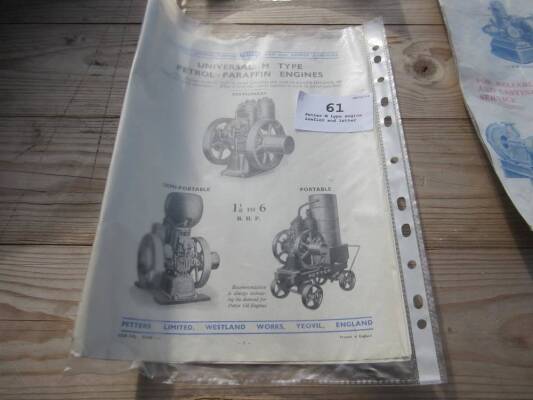 Petter M type engine leaflet and letter