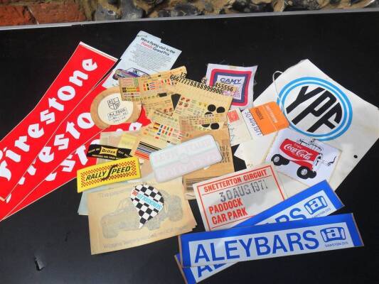 Motor racing advertising stickers