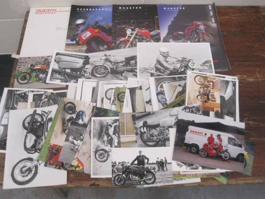 Ducati brochures and photos by Mick Walker and others, annotations, single and twins, belt and bevel machines from various eras