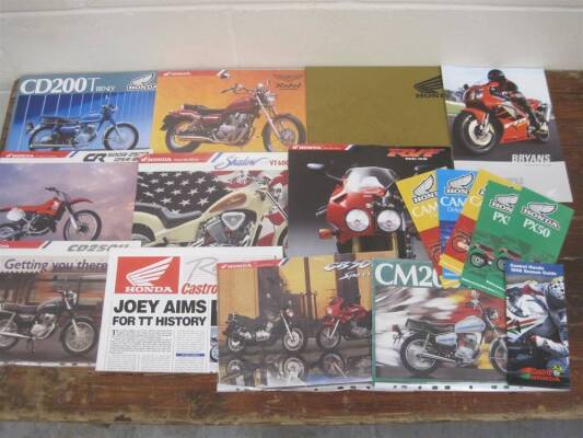 Honda sales brochures and flyers, 1980s onwards, a qty