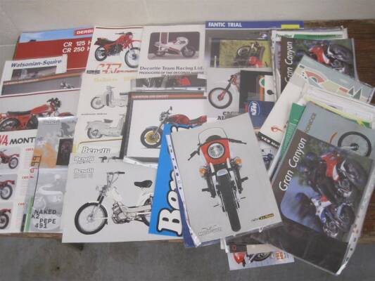 Large qty of European motorcycle brochures and flyers 1970s onwards