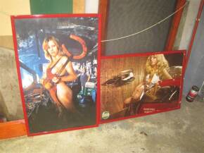 Castrol, 2 framed 1970s posters; Dunstall Norton on the Wall of Death t/w an exotic blacksmith