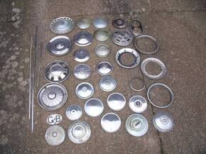 Selection of car hubcaps and wheel trims