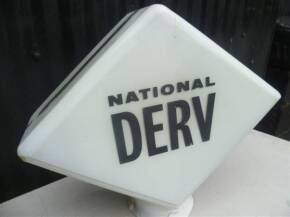 National Derv, an original fuel pump globe of diamond form and marked National Benzole - British Made
