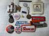 Assorted bonnet badges, pin badges, sew-on badges, key rings; IHC, Case IH, Foden, NH, Ariens, Snap-on, Flymo