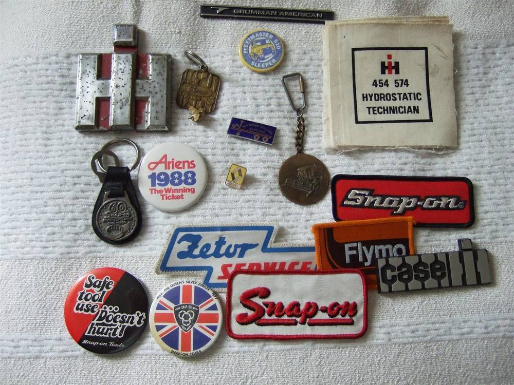 Assorted bonnet badges, pin badges, sew-on badges, key rings; IHC