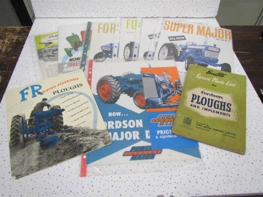 Ford/Fordson, a qty of tractor sales leaflets to inc; 2000-5000, Fordson Power Major etc t/w plough and implement sales leaflets and spare parts lists (9)