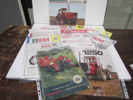 International, a qty of sales leaflets to inc; B-450, B-250, B-275, 706 etc t/w Massey Ferguson 1250 sales leaflet and Massey Ferguson full range sales brochure