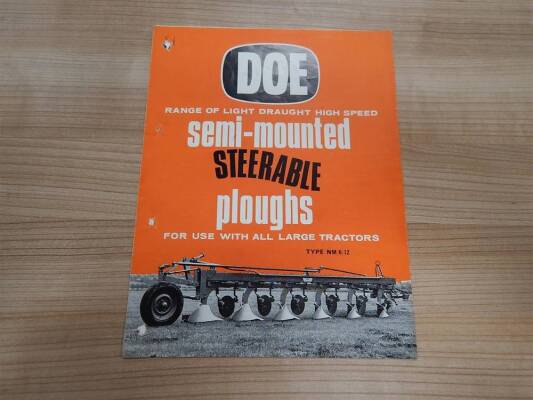 Doe semi-mounted steerable ploughs sales leaflet