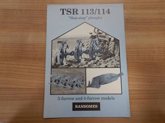 Ransomes TSR 113/144 Non-Stop 3-4 furrow models sales leaflets