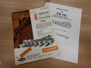 Ransomes TS78 6furrow semi-mounted plough sales leaflets t/w a copy of an original TS78 illustrated list of parts
