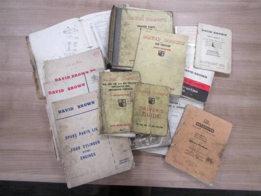 David Brown, a qty of parts catalogues and owners handbooks refering to; 850 Implematic, 990, 25, 770, 880 etc