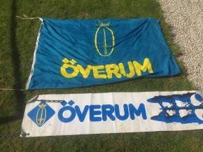 Overum plough banner, double sided (2500mm x 500mm) t/w Overum flag (2000mm x 1400mm)