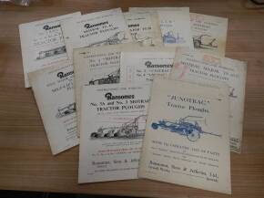 Qty of Ransomes tractor plough parts lists and price lists, to inc; Junotrac, Motrac Major TS26, Unitrac etc