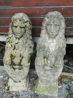 Lion garden stone figures (2)