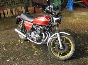 1981 350cc Benelli 354 Reg. No. KJH 540W Frame No. 10999 Engine No. 16149 The 4 cylinder Benelli is certainly an eye catching machine. This example in red has had some recent work having been unused for a period and is now shod with new tyres, and a new s