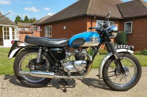 1965 500cc Triumph T100SS Tiger Reg. No. FXE 25C Frame No. T100SS H4094 Engine No. T100SS H4094 This matching numbers Tiger is finished in the blue and white colour scheme with a mileage reading of just 17,200. The vendor states that just 1,200 miles have