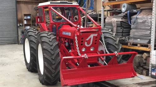 HIGHLANDER COUNTY 754 4 cylinder diesel forestry TRACTOR Reg. No. 835 CZI (status not confirmed) Serial No. 7M6*B990566* A most uncommon example of the James Jones & Sons converted County. This example is fitted with a Duncan cab, front blade and Igland 5