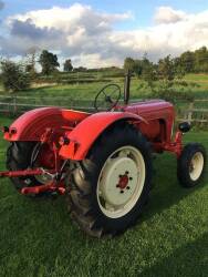 1957 PORSCHE P122 2cylinder diesel TRACTOR Serial No. 122/6159 This matching numbers air cooled Porsche has been restored to a good standard with a view to keeping it as close to factory specification as possible. The electrical system has been entirely 