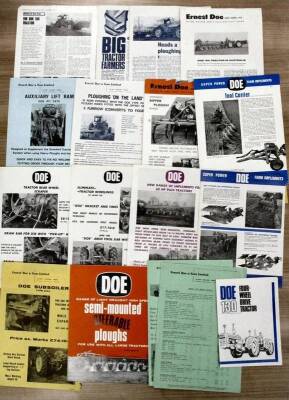 Ernest Doe, a qty of implement brochures, Doe 130 brochure and test re-prints
