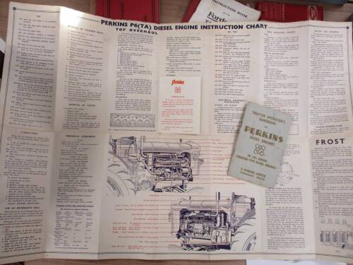 Perkins fold out linen instruction chart for the P6 diesel engine t/w Tractor Operators Handbook for Perkins diesel engines