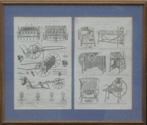 A collection of 4 books and 2 framed pictures concerning past farming implements, machinery, tractors and traction engines