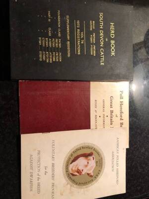 Herd book of Southdown cattle, Poll Hereford leaflets t/w Feeding of Farm Livestock, Rations for Livestock and various farming books