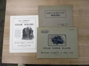 Garrett sales brochures on steam boilers No. 567, Boilers No. 593, and steam power plants No. 618