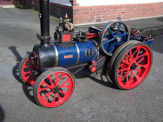 4ins scale Garrett single cylinder traction engine 'Atomic', with driving trailer. Completed in 2004 and purchased from the famous Keeley sale in 2016. A well regarded four shaft engine in highly presentable condition with 18 months remaining on the hydra