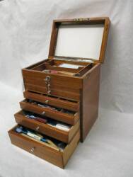 Modelmakers 6 drawer wooden tool cabinet c/w contents, 16x13x9ins