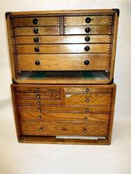 Modelmakers wooden tool cabinets (2) and contents, a total of 15 drawers