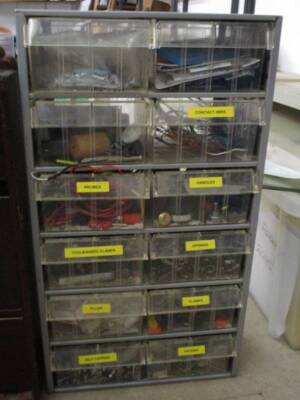 Modelmakers spares cabinets (4) c/w contents