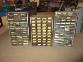 Modelmakers spares cabinets (3) c/w contents