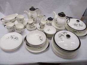 Royal Doulton 'bamboo' pattern service, consisting of 6 piece dinner service, fruit set, tea set, coffee set