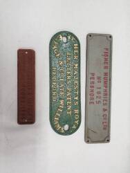 Fisher Humphries & Co ltd, No. 1925, Pershore, by Her Majesties Royal Letters Patent E Page & Co Late William Bedford and Shuttleworth & Gambles Patent, No. 18023 1895 Cast Iron plates (3)