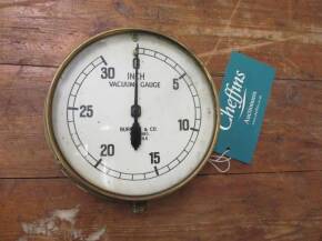 Burrell & Co Thetford 0-30 vacuum gauge, 6ins dia'