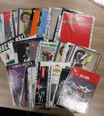 Large qty Italian Motorcycle brochures 1970s onwards