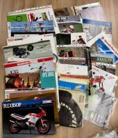 Large qty Japanese and European Motorcycle brochures 1970s onwards